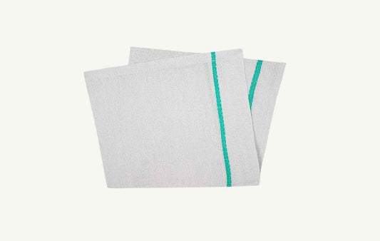 American Dawn | 30X32 Inch Herringbone White With Green Stripe Kitchen Towel 