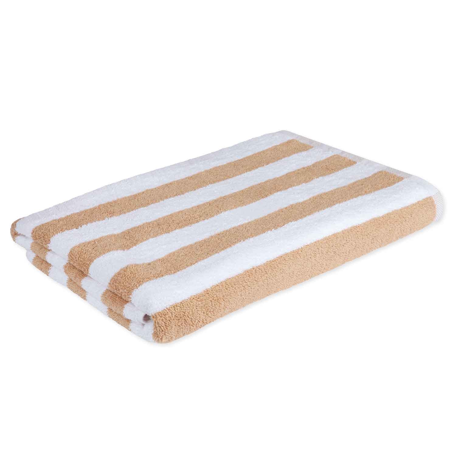 American Dawn | 35X70 Inch Cabana Stripe Beige With White Stripes Hotel Towel | Pool Towel 
