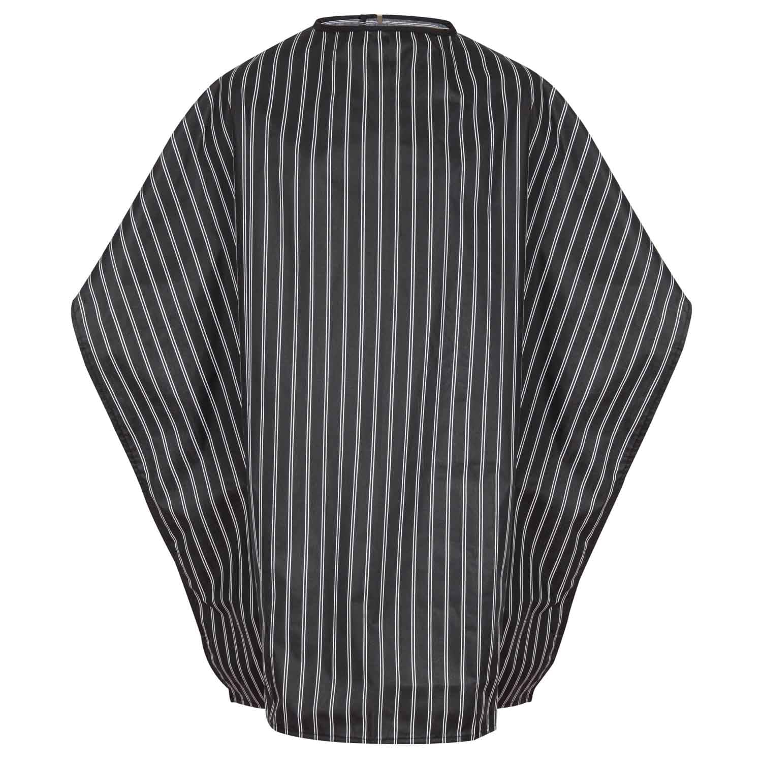 American Dawn | Barber Cape In Black With White Stripe With , And A 