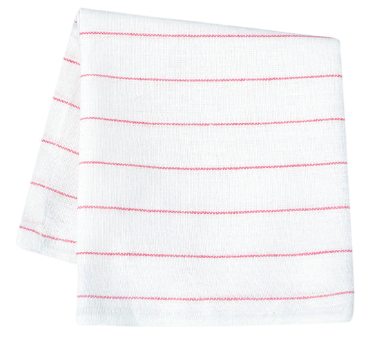 American Dawn | 15X28 Inch Lillia White With Red Stripes Glass Towel