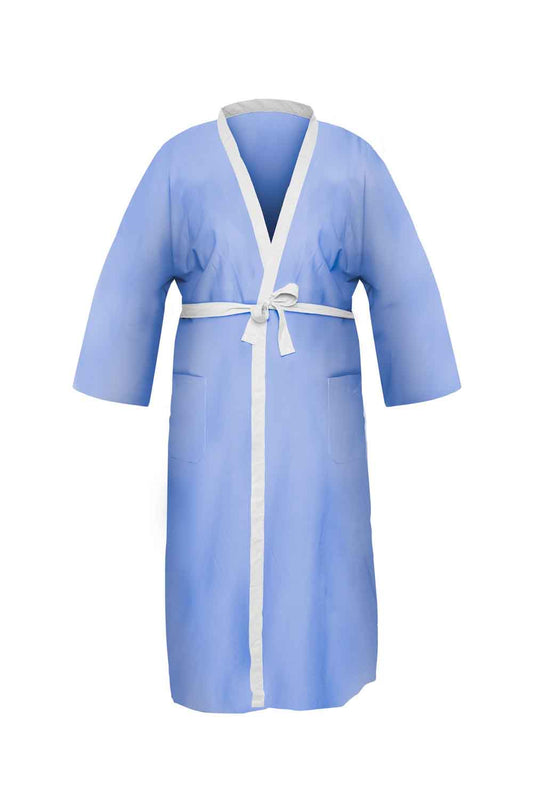 American Dawn | 52X62 Inch Blue With White Trim And 2 Pockets Robe | Patient Robe