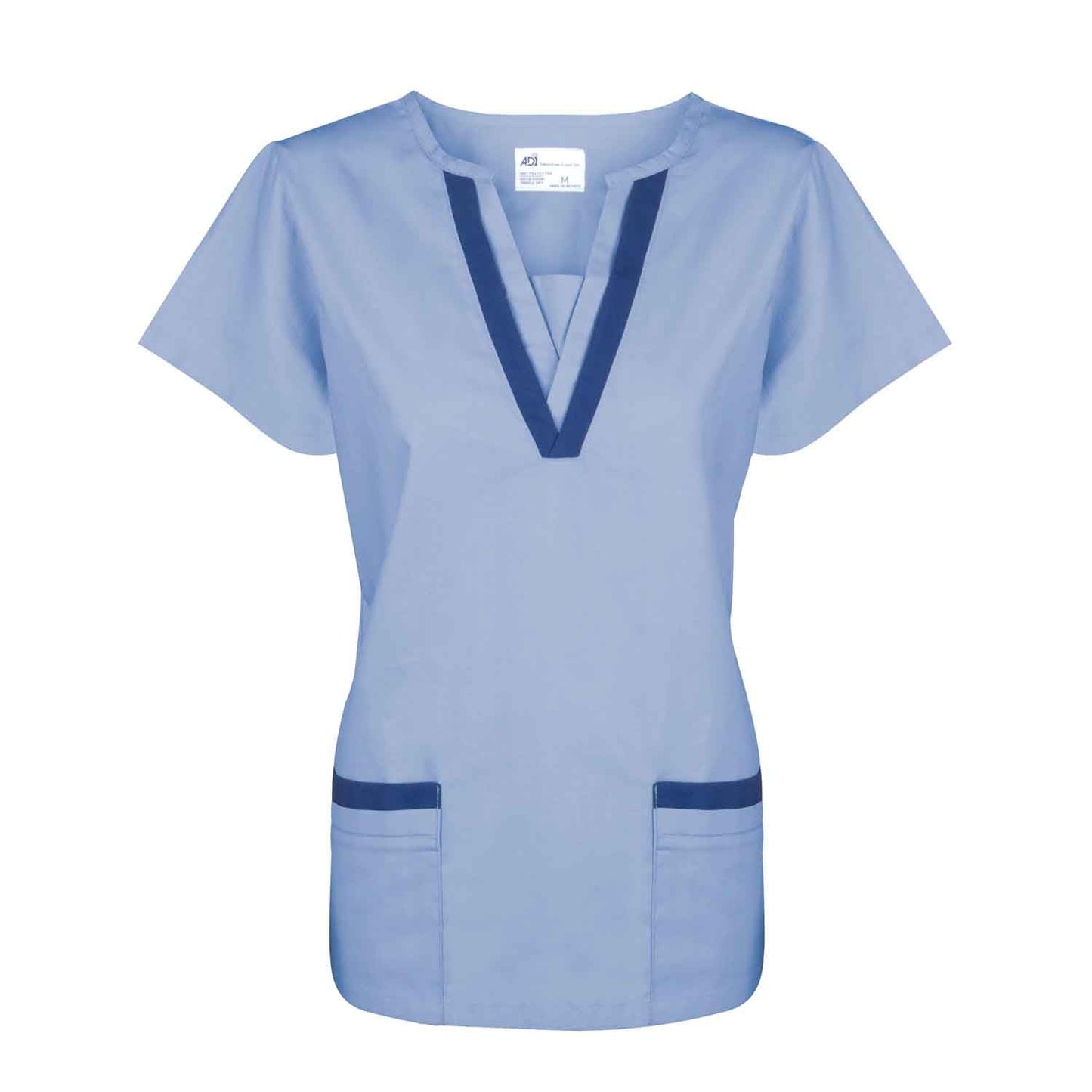 American Dawn | X-Small Ceil Blue Scrub Top With Short Sleeves And 2 Pockets